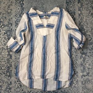 J Crew Linen Stripe Shirt